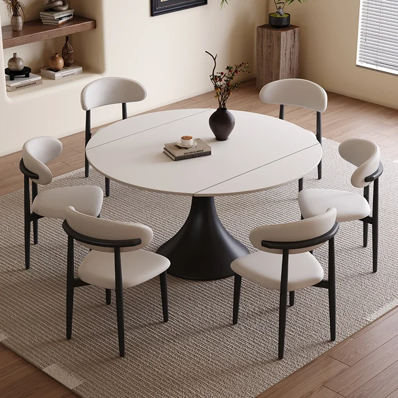 Round Design Dining Table Special Extendable Restaurant Modern Dining Table Center Newclassic Table A Manger Kitchen Furniture