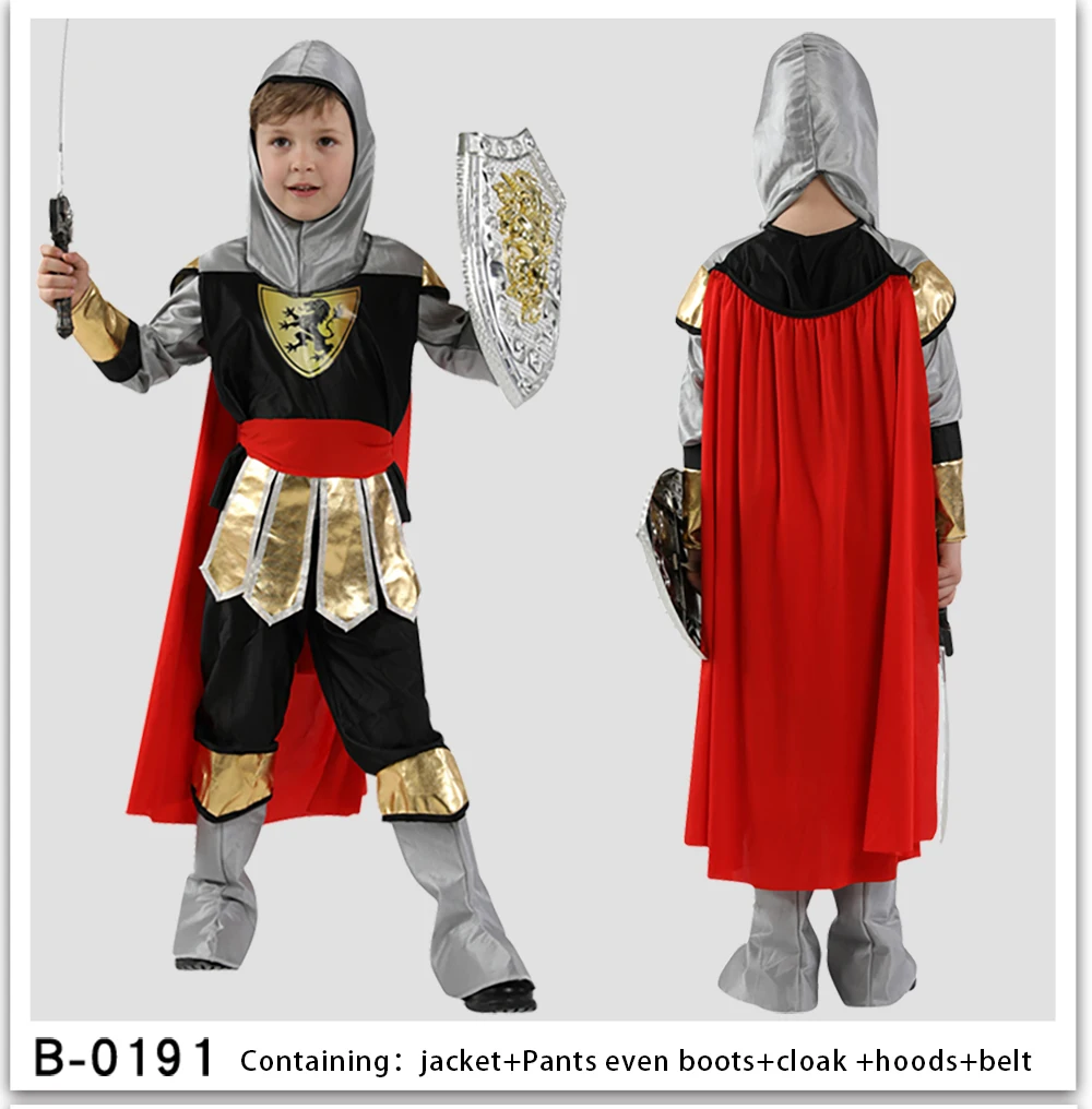 Roman Knight Warrior Role Playing Kids Costumes Cosplay Children's Soldier Warrior Gladiator Halloween Party No Weapon