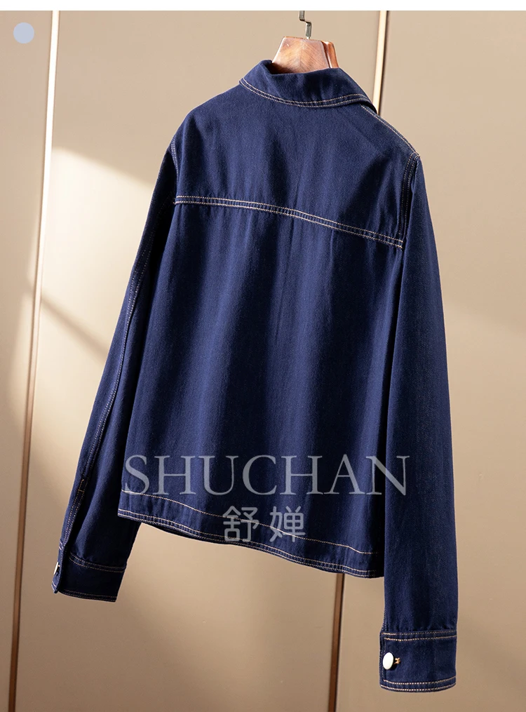 French Early Autumn Cotton Loose Denim Jacket Short Jacket Women's 06F2 Jean Jacket for Women