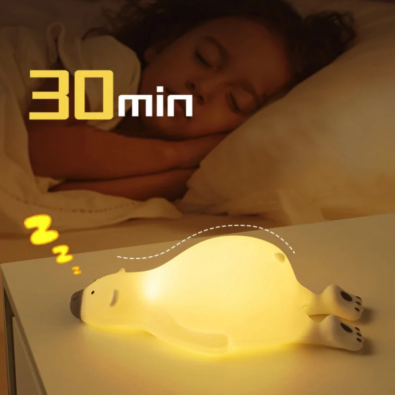 Small Desk Decor Bedside Ornament with Light Silicone Cute Night Light USB Rechargeable 3 Gear Adjustable for Home Bedroom