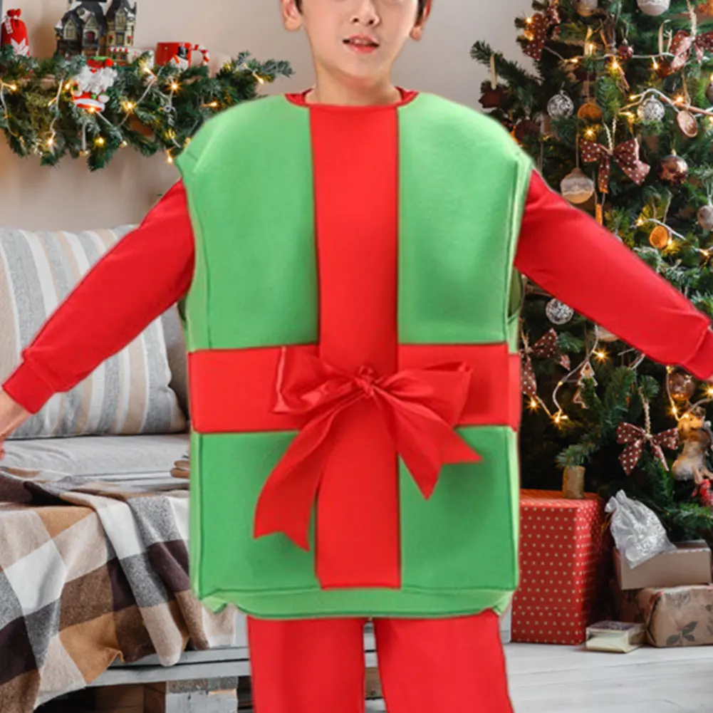 Christmas Costume Christmas Gift Box Costumes Party Dress Up Stage Show Clothing for Kids Role Play Surprise Gift