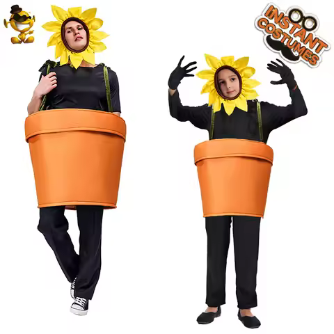 Funny Sun Flower Pot Planting Halloween Cosplay Costumes Stage Costumes Makeup Performance Costumes Role Playing Costumes