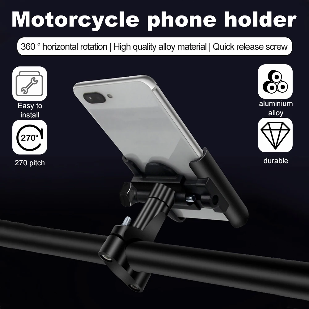 Aluminum Alloy Motorcycle Bicycle Mobile Phone Holder GPS Bracket Mounting Clip Multi-specification Mobile Handlebar Bracket