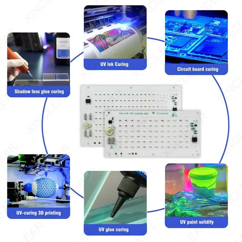 Imagem -06 - Uva uv 395nm Led Dob Placa de Fonte de Luz Linear sem Driver ac 220v Lâmpada de Cura de Alta Tensão Contas de Lâmpada uv 50w 100w