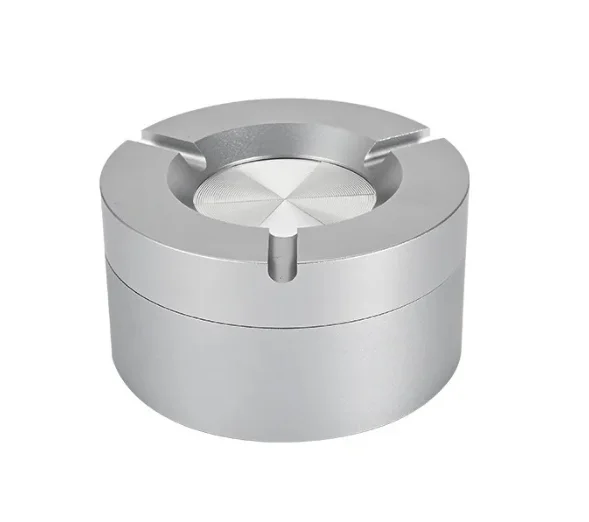 Home Office Desktop Aluminum Alloy Open and Close Ashtray with High Appearance and Anti Drop Silver Car Ashtray