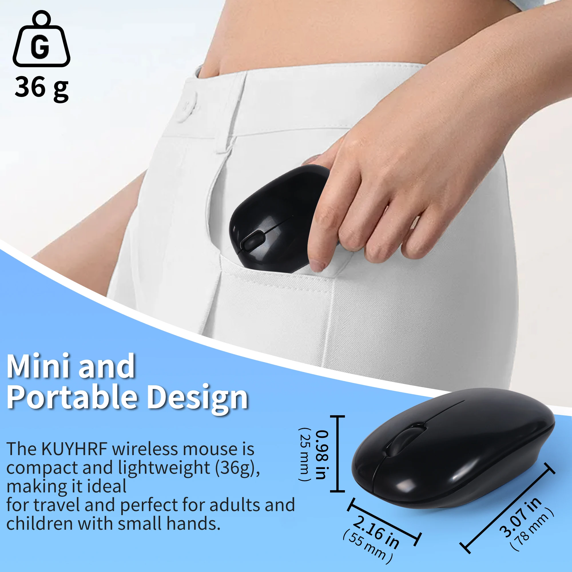 

Mini Wireless Mouse for Small Hands,2.4G USB Receiver Plug and Play,Silent Click Buttons,Portable Office Mouse for Travel