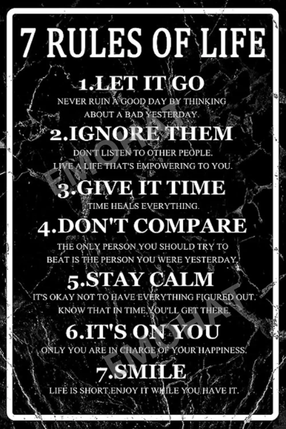 7 Rules Of Life Tin Sign Motivational Quotes Inspirational Wall Art Vintage Decor Poster Gifts For Classroom High School Be
