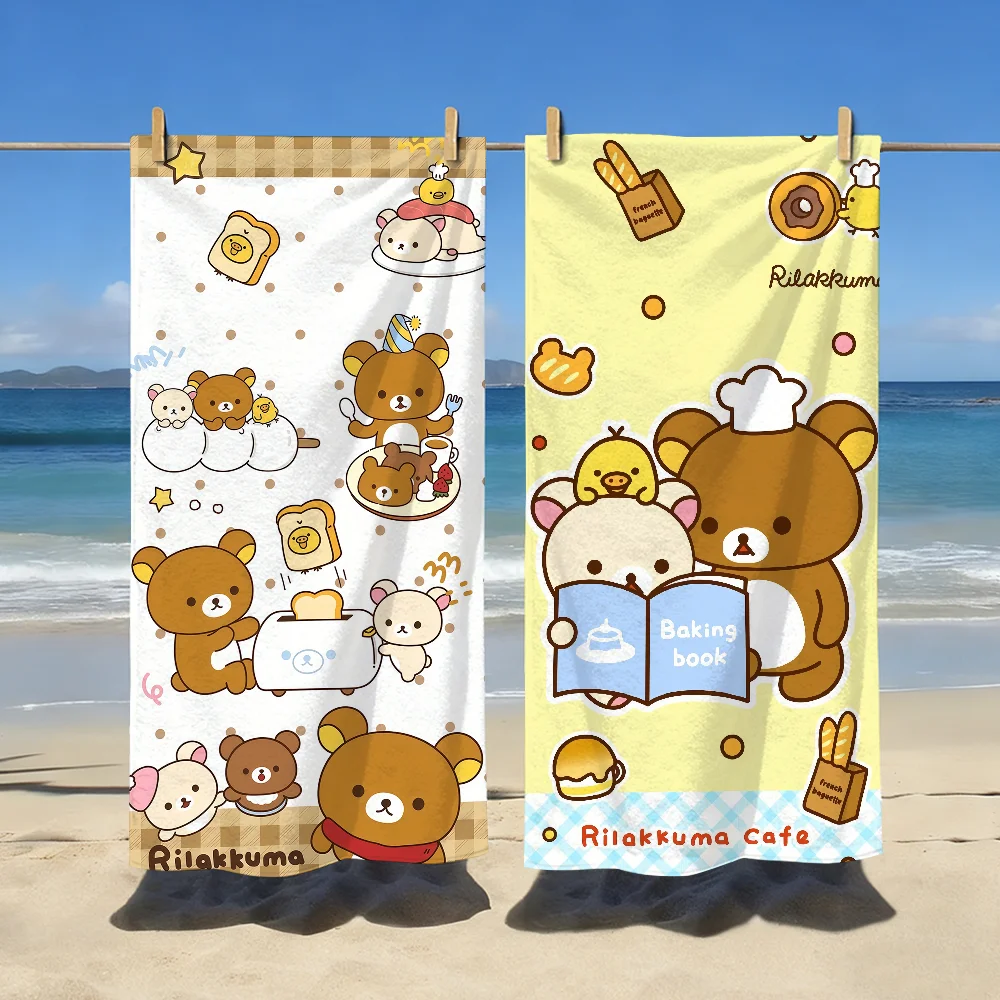 

Cute Cartoon Towel Soft Pool Gift For Travel Gym Shower Camping Quick Dry Sports R-Rilakkuma-S Large Beach Towels