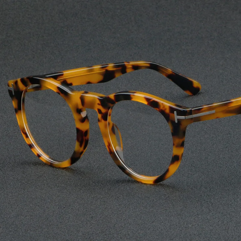 Hot Women Round Cateye Anti-Blueray Glasses Frame Yellow Tortoise Acetates 48-24-142 for Prescription Eyeglasses Goggles