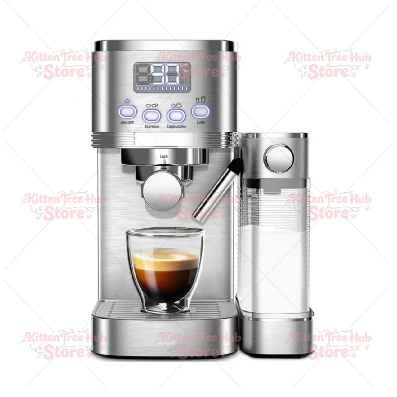 3-in-1 Fully Automatic Stainless Steel Espresso Machine Cafeteria Cappuccino Latte Maker with Milk Froth Feature