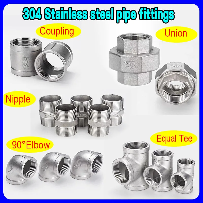 

1PC 1/2" 3/4 "1" 304 Stainless steel pipe fittings Elbow Bend Tee Inner Wire Joint BSP Female Male Thread Cast Pipe Fitting