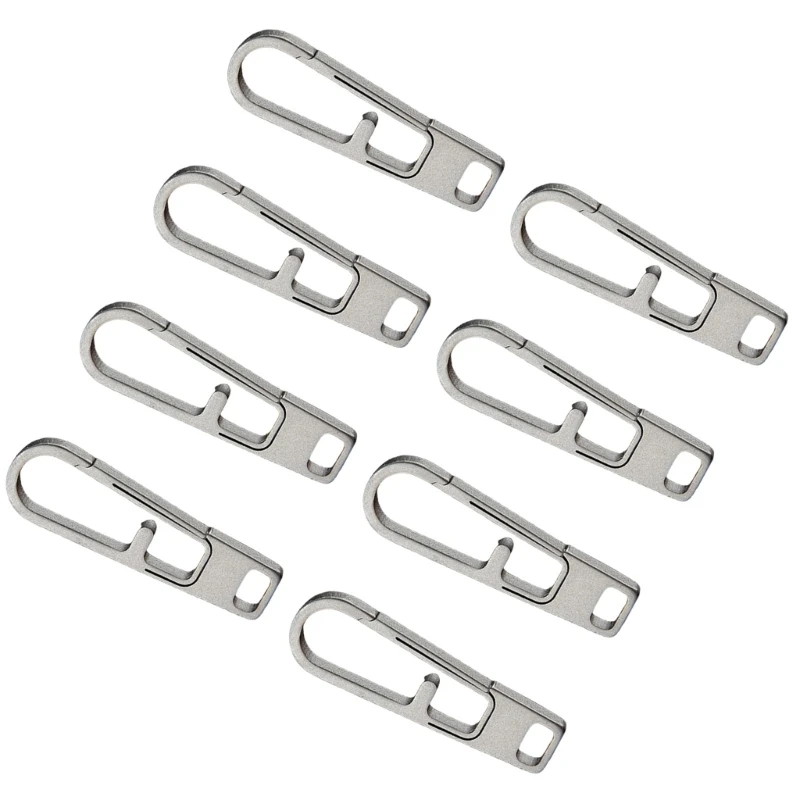 8Pcs Titaniums Alloy Zippers Puller Headers Connectors Keychains Hanging Buckles for Bag Clothes Hardware Easy to Use