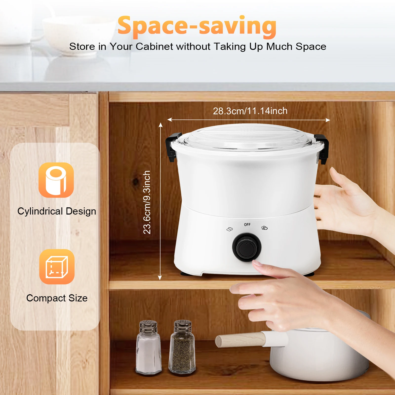 

Kitchen White Electric Potato Peeler One-button Drive Automatic Peeler Spinner Pure Copper Motor 85W 110-120V