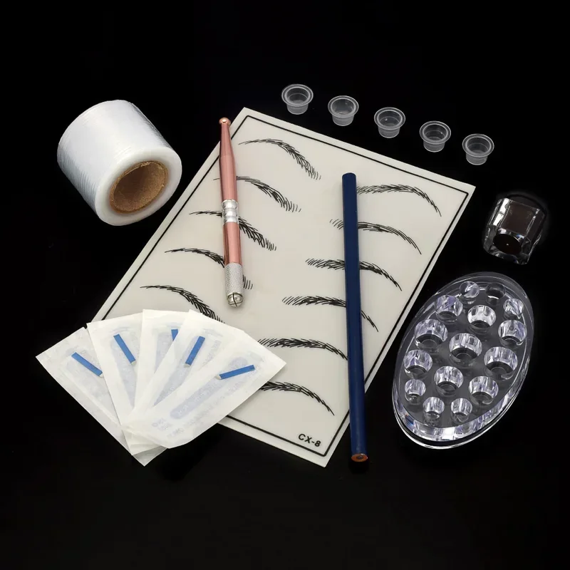 Microblading Pen Practice Skin Handmade Pen Makeup Eyebrow Tattoo Needle Pigment Kit 2020 New Tattoo eyebrow Set