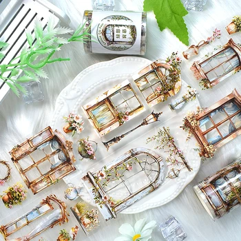 2 m/rol Washi PET-tape Stickers Transparante landschappen Decoratieve afplakband voor scrapbooking Journaling Supplies DIY Craft