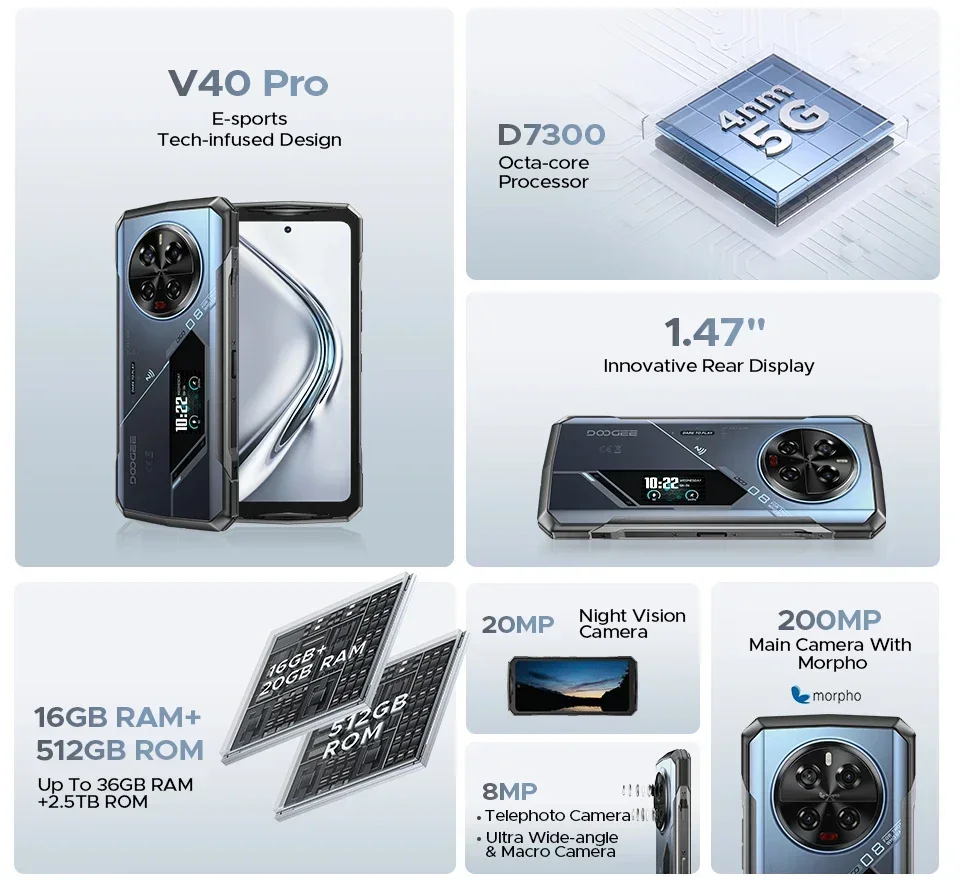 DOOGEE V40 Pro Rugged Phone 6.78