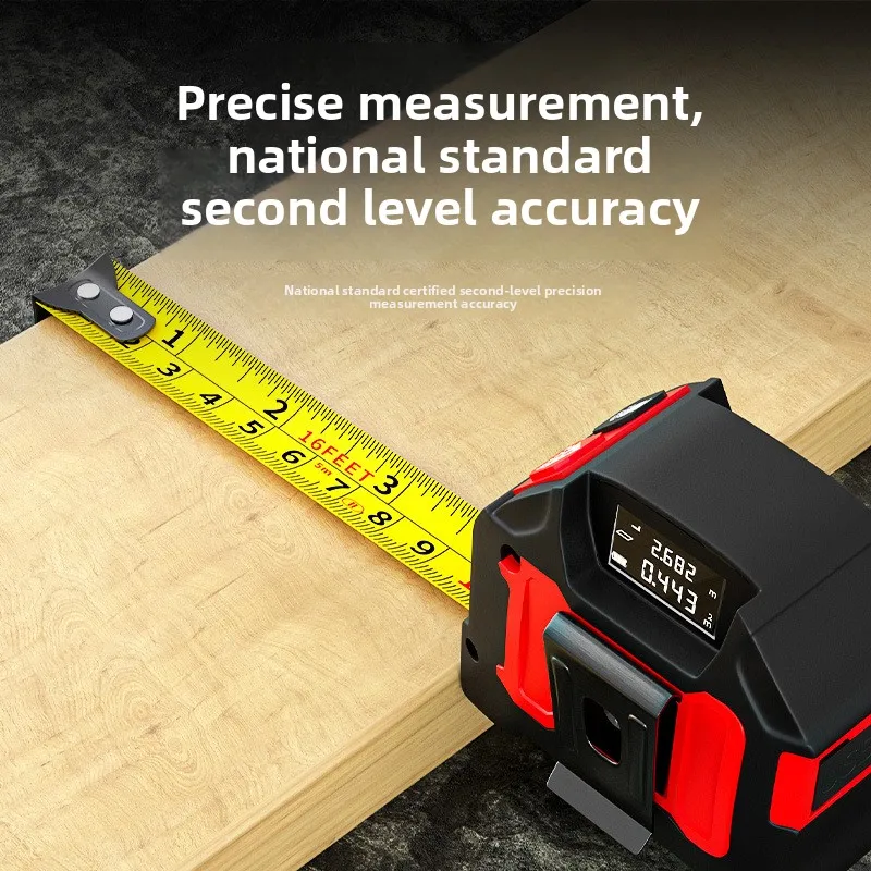 High Precision Laser Tape Measure, 3-in-1 Infrared Laser Distance Meter (40m Laser + 5m Steel Tape, Digital Display)