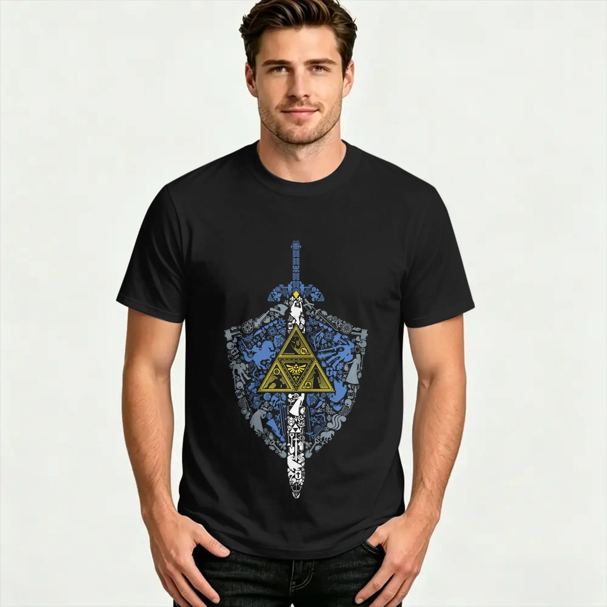 Zelda Hylian Shield Element Icons T-Shirt Summer  Popular T-Shirts 100% Cotton O Neck Oversized Tees Short-Sleeve Y2K Funny Tops