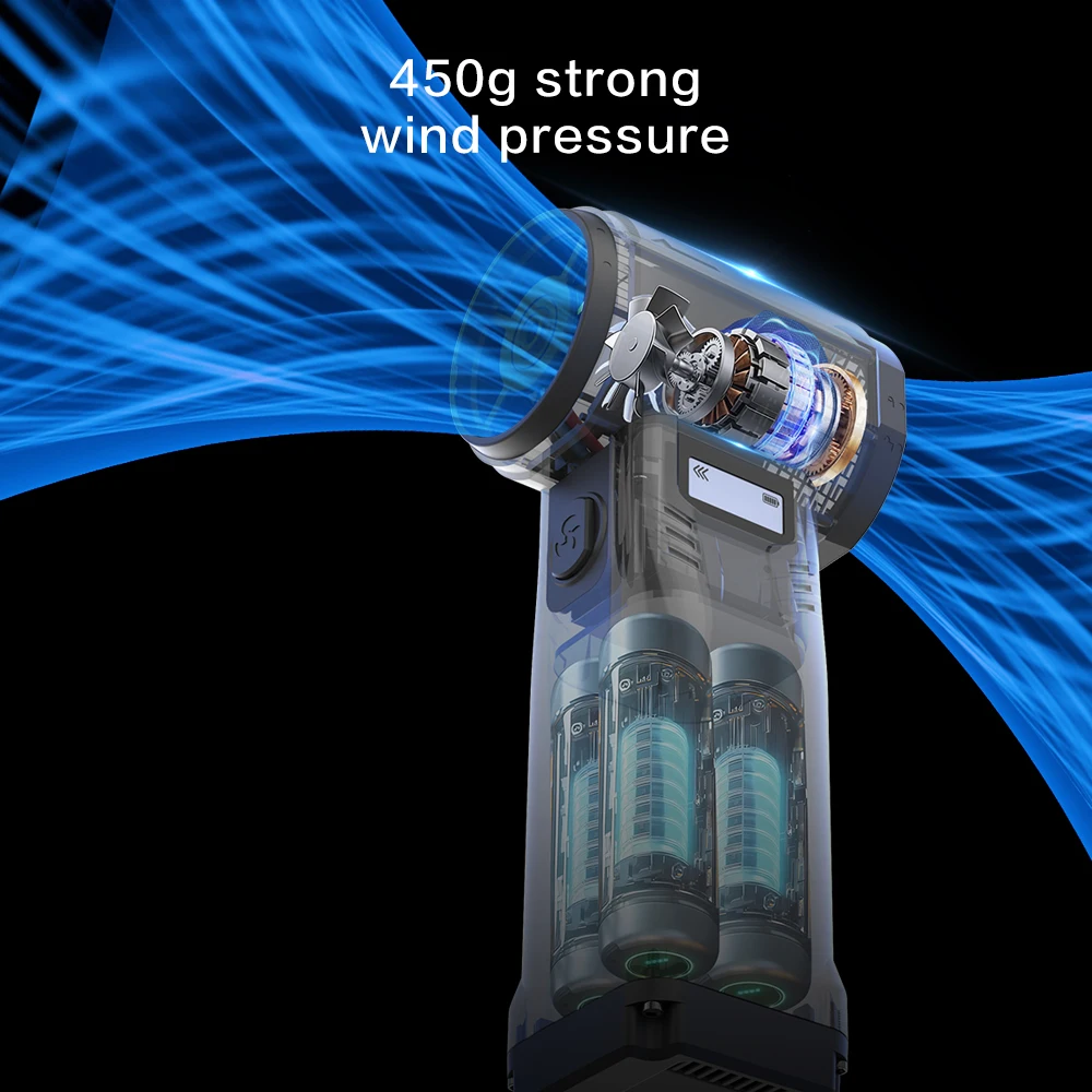 G1 ที่มีประสิทธิภาพ Blower 990000RPM Jet พัดลมสูญญากาศ 9 เกียร์ความเร็ว 40 มม.มอเตอร์ Brushless Air Blower 450g ลมความดันพัดลมเทอร์โบ 10000mAh