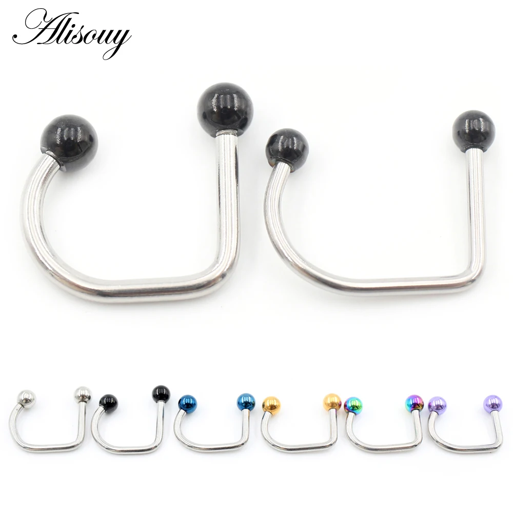 Alisouy 1PC U-Shaped Stainess Steel Horseshoe Lip Labret Nipple Nose Rings Ear Snug Daith Helix Earrings Piercing Body Jewelry