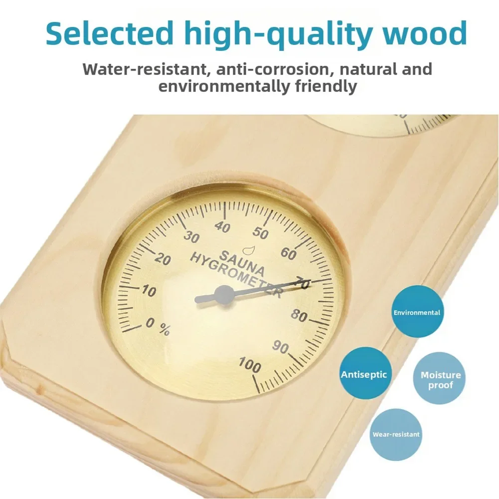 Wooden Fahrenheit Sauna Thermo-Hygrometer For Accurate Temperature And Humidity Monitoring For Sauna Rooms And Home Spas