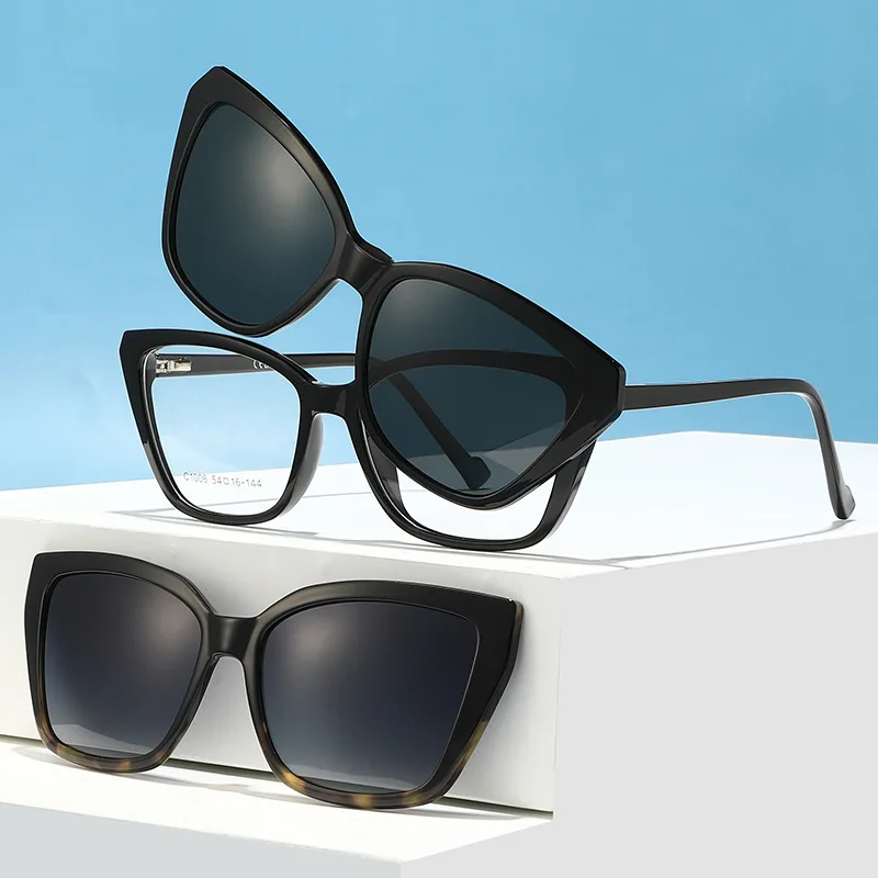 CLLOIO Magnet Clip Prescription Glasses Anti Blue Light Driving Polarized Sunglasses Myopia Glasses Progressive Reading Eyewear
