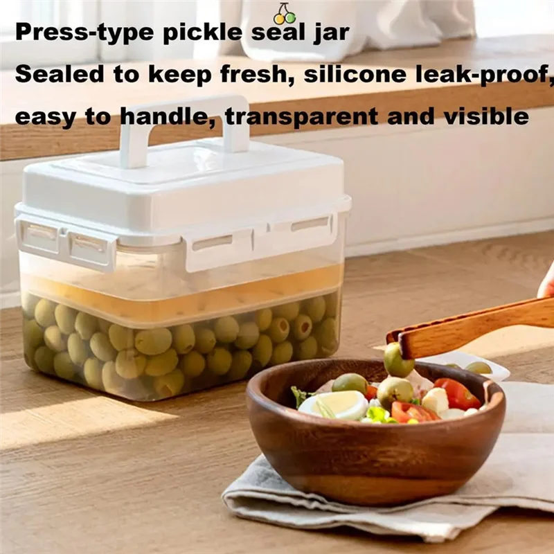 

G6-Pickle Container Rectangle Food Fermentation Storage Box For Home Kitchen Jar Airtight Pickle Press Keeper With Handle