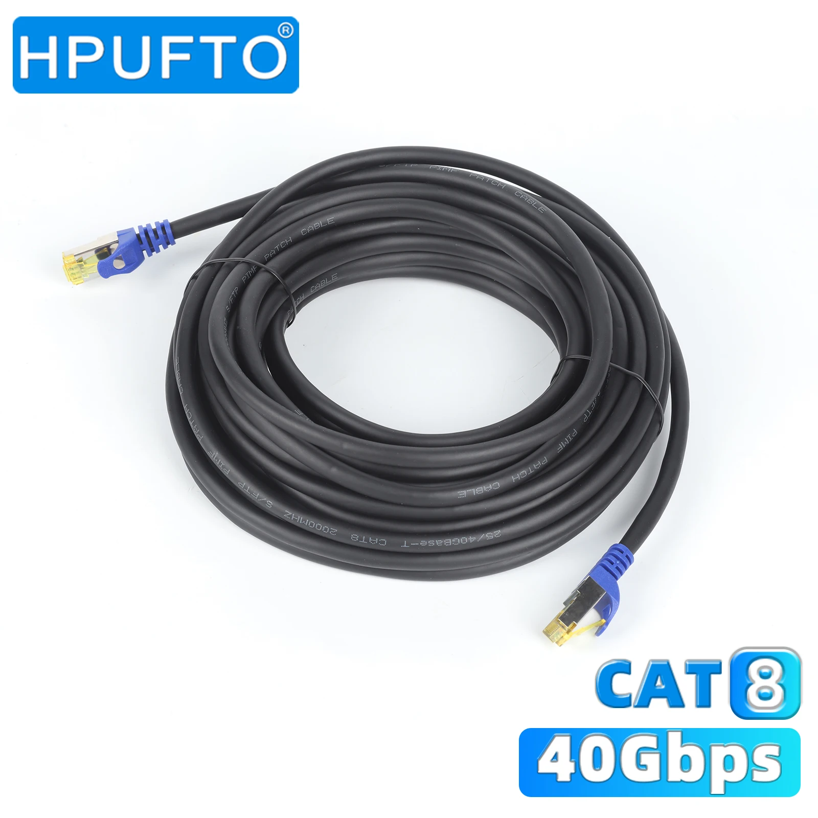 

Cat8 Black SFTP Ethernet Patch Cable 40Gbps 2000Mhz Connection 26AWG Shielded Copper RJ45 Connectors for Modems, Routers,