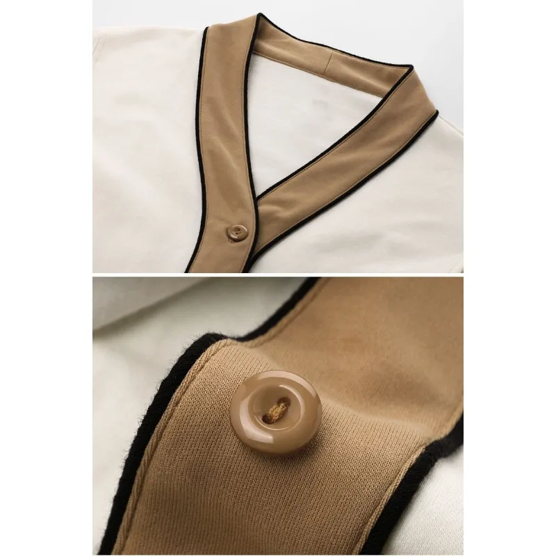 2023 Autumn New Long Sleeved Pajamas Women's V-neck Homewear Simple Loose Sleepwear Spring Autumn Loungewear Two Piece Set