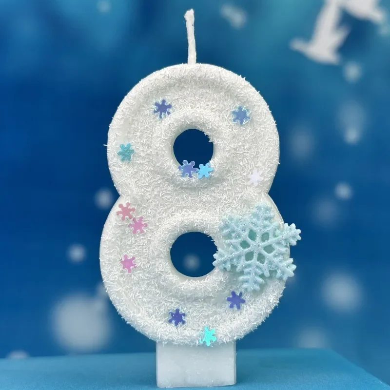 Snowflake Glitter Number Candles 0-9 for Cakes Christmas Birthday Party Celebration Decorations Digital Atmosphere Candles
