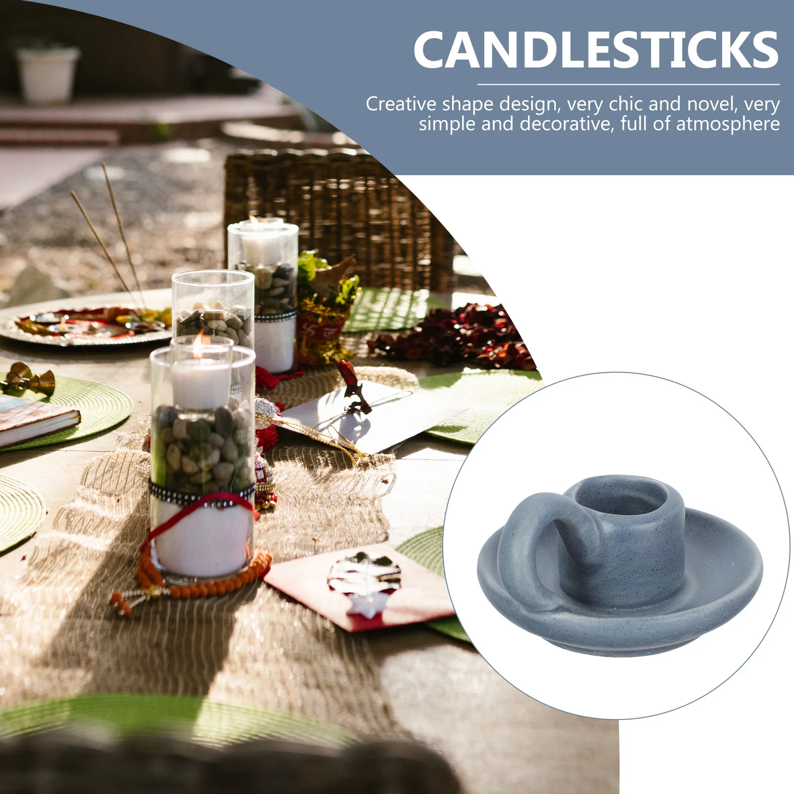 

2Pcs Creative Ceramic Stand Chic Simple Decorative for Cafe Bar Party Gift Blue Ceramic Holder Table Adornment