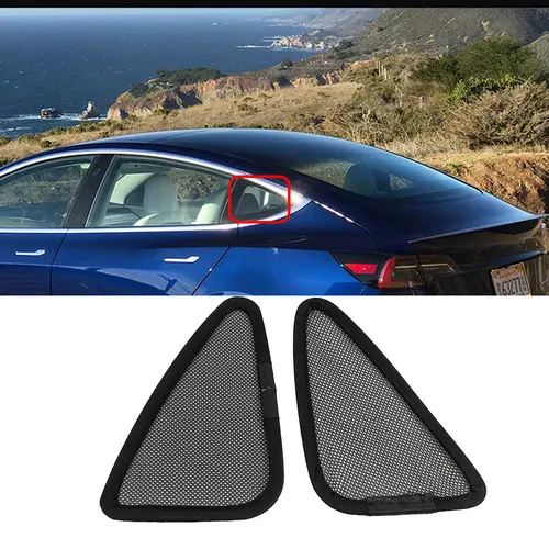 Imagen 2 del producto Parasol para ventana trasera de coche, 2 piezas, Red de sombreado triangular pequeño, almohadillas de bloqueo de luz, Protector para Tesla Model 3 Y, accesorios para automóviles