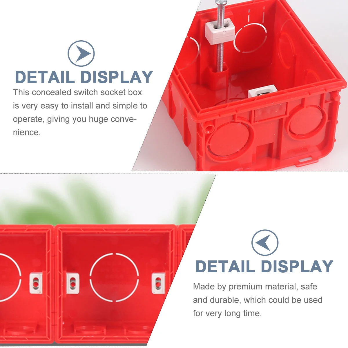 

4pcs Concealed Switch Socket Box Premium Durable Plastic Universal For Reliable Red Household Mounting Box