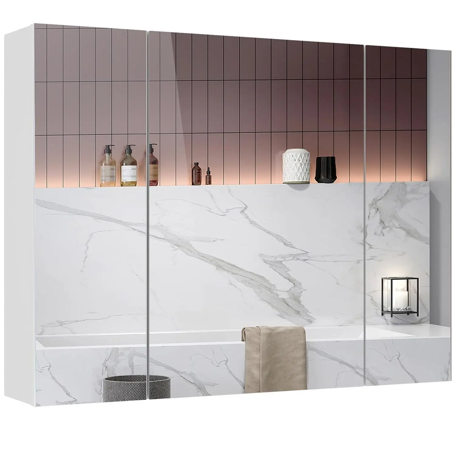 

Medicine Cabinets Bathroom Mirror Cabinet With 3 Door 31.5x23.6 Inch Bathroom Wall Cabinet With Mirror Wall Mirror, Customized