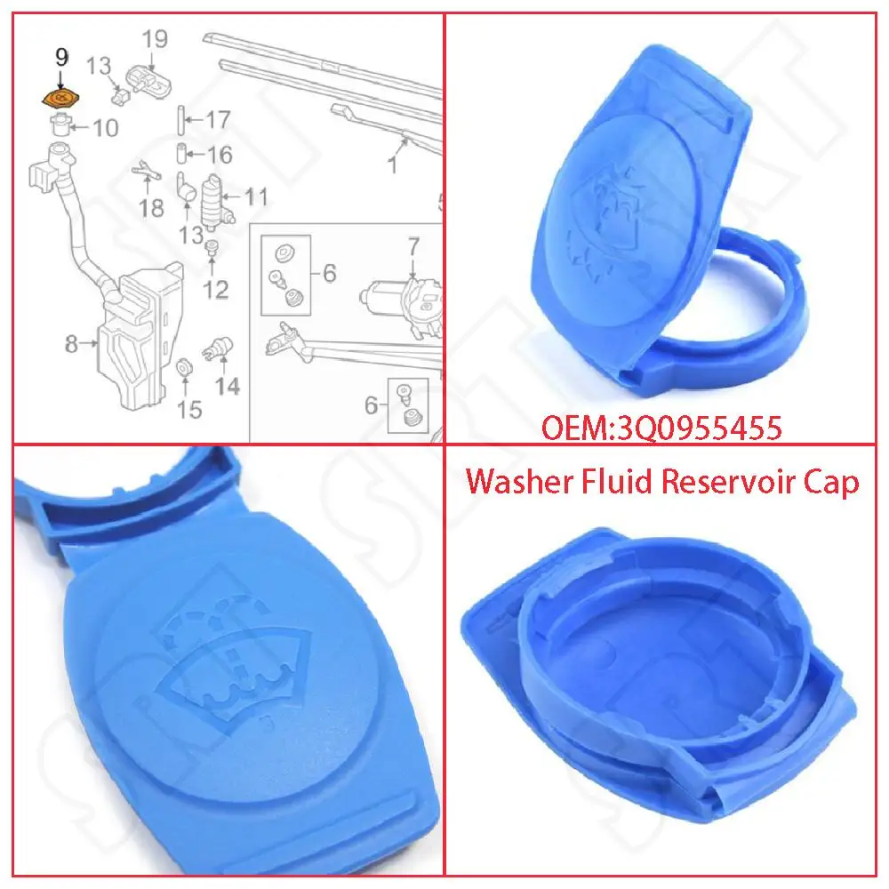 

3Q0955455 Fits for Audi A1 8X Sportback GBA Citycarver GBH 2012-2022 Car Accessories Front Windshield Washer Fluid Reservoir Cap