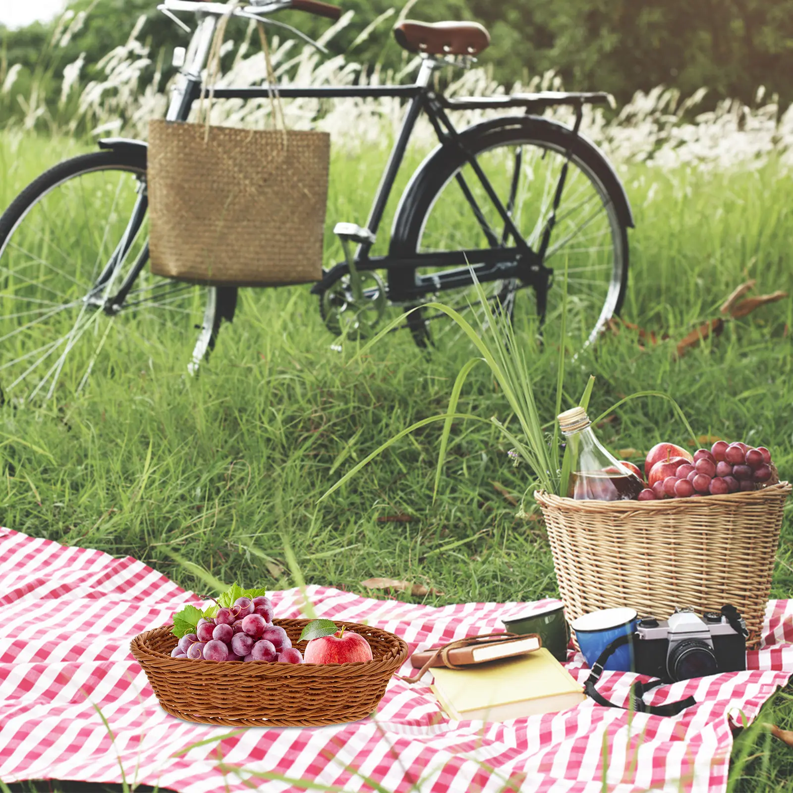 Oval Woven Fruit Basket PP Material Rustic Decorative Storage Basket for Kitchen Bathroom Home Office Snacks Cosmetics Fruits — купить у AliExpress WW