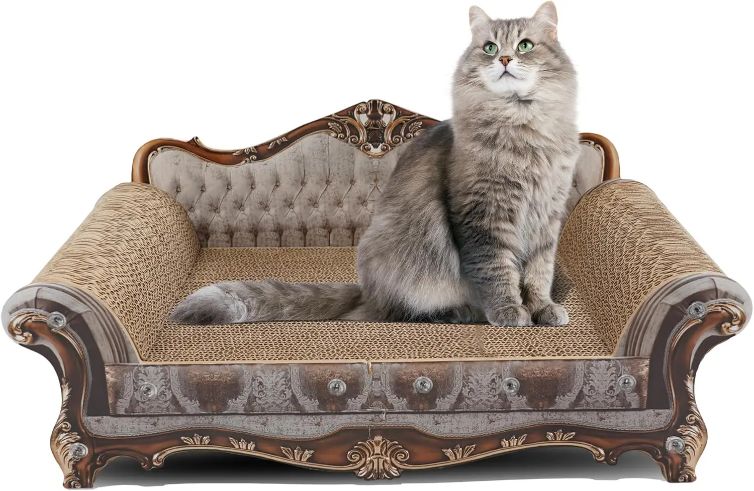 

Sofa-Shaped Scratching Couch with Thick Cardboard, Lounge Bed for Cats (23'L x 12.2'W x 10.6'H)