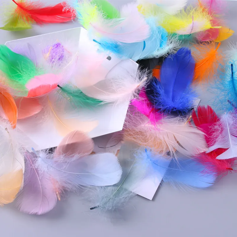 Wholesale 2000pcs 4-7cm 7-12cm Small Floating Goose Feather Colourful Plume for Craft Wedding Jewelry Home DIY Decoration Plumes