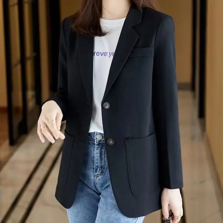 

Commute Blazer Overcoat Female Women'S Coats Lapel Long Sleeve Trendy Loose Outwear V Neck Bow Tie Pockets Streetwear Outwears