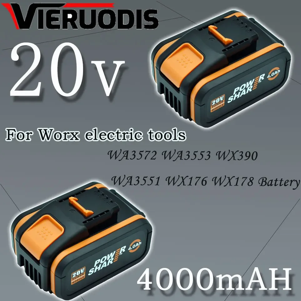 

100% NEW Worx WA3553 20V 4.0Ah Battery Cordless Power Tool Spare Batteriies WA3572 WA3553 WX390 WA3551 WX176 WX178 Battery