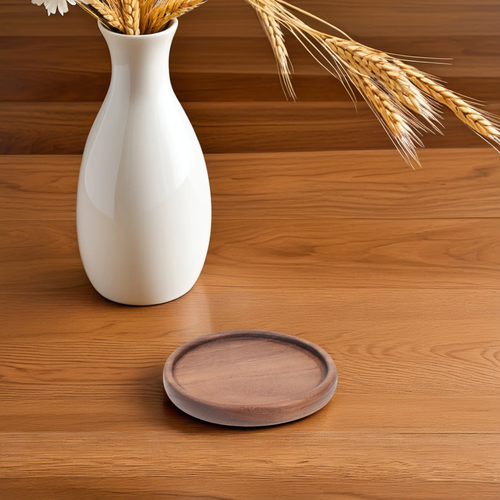 

4 Pcs Wooden Coasters Premium Black Walnut Anti Slip Heat Cup Mat Natural Grain Easy Clean Ideal Home