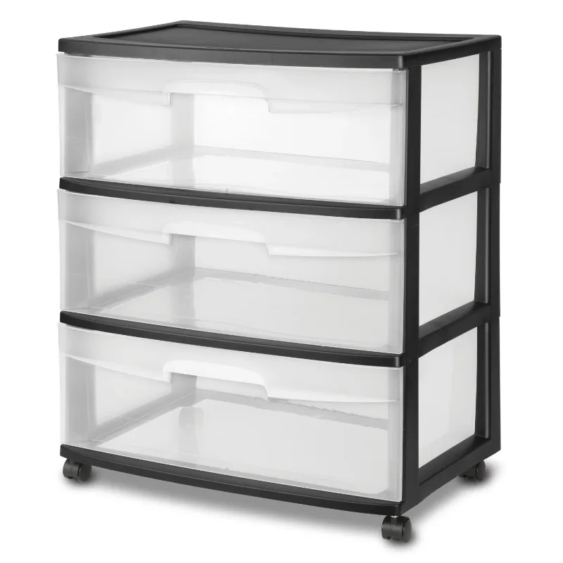 

Wide 3 Drawer Cart Black