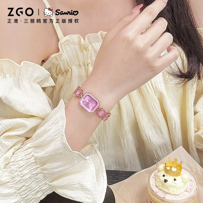 ZGO x Sanrio HelloKitty Women Watch Quartz Wristwatch Pink Zircon Cute High-value for Girls Girlfriend Birthday Gift 2188