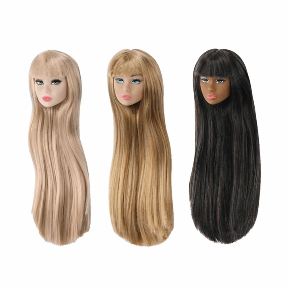 DIY Parts European Face Head Long Hair White Normal Tan Skin Practice Makeup Head Fashion Head for 11.5 Inch BJD Body