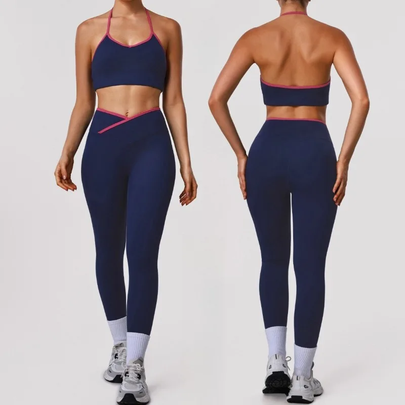 

2-piece Seamless Yoga Sets for Women Sports Fitness Gym Bodysuit Tight Fitting Bra Hip Lifting Pants Running Training Sportswear