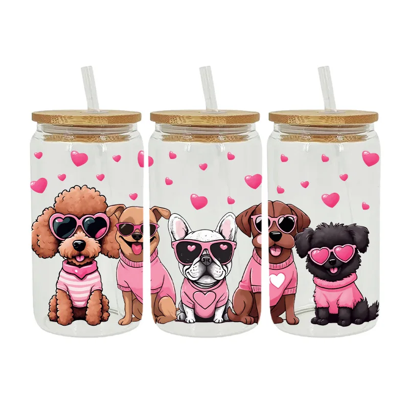 

UV transfer stickers glass crystal label crystal stickers cross-border special stickers for 16oz glass cups 23cmX11cm