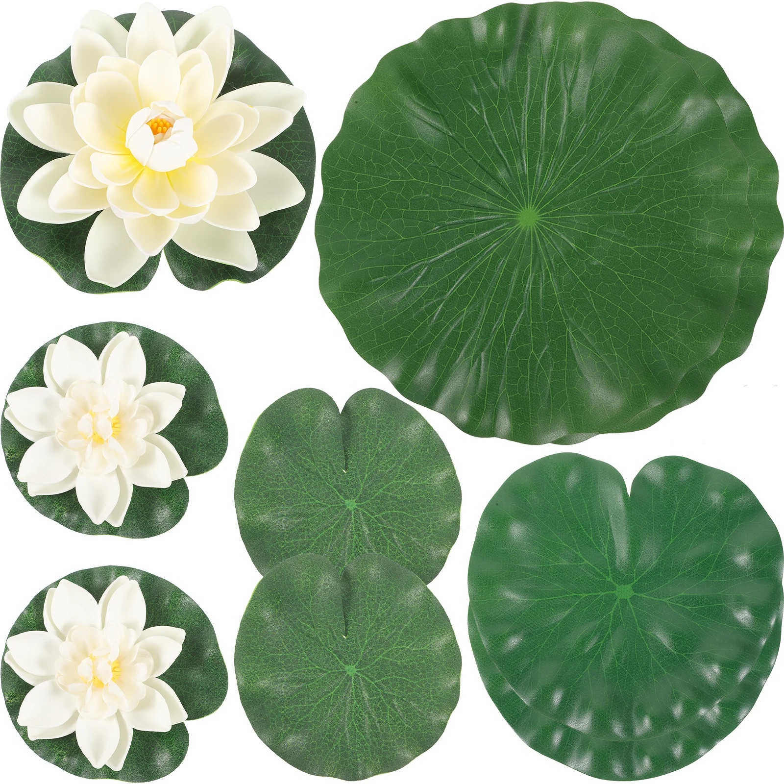 1 set Artificial Lotus Leaves Flowers 17cm 10cm Flower 10cm 18cm 28cm Leaves Plastic Fish Tank Pond Pool Decor
