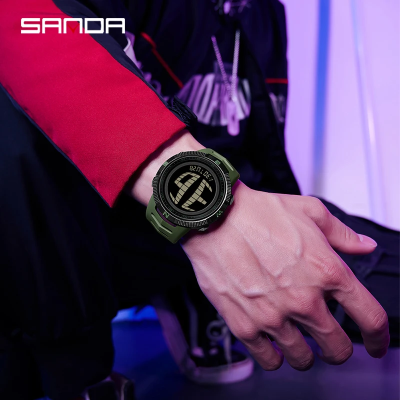 SANDA Top Brand Sports Men's Watches Fashion Countdown 50M Waterproof LED Digital Watch Man Military Wristwatch Electronic reloj
