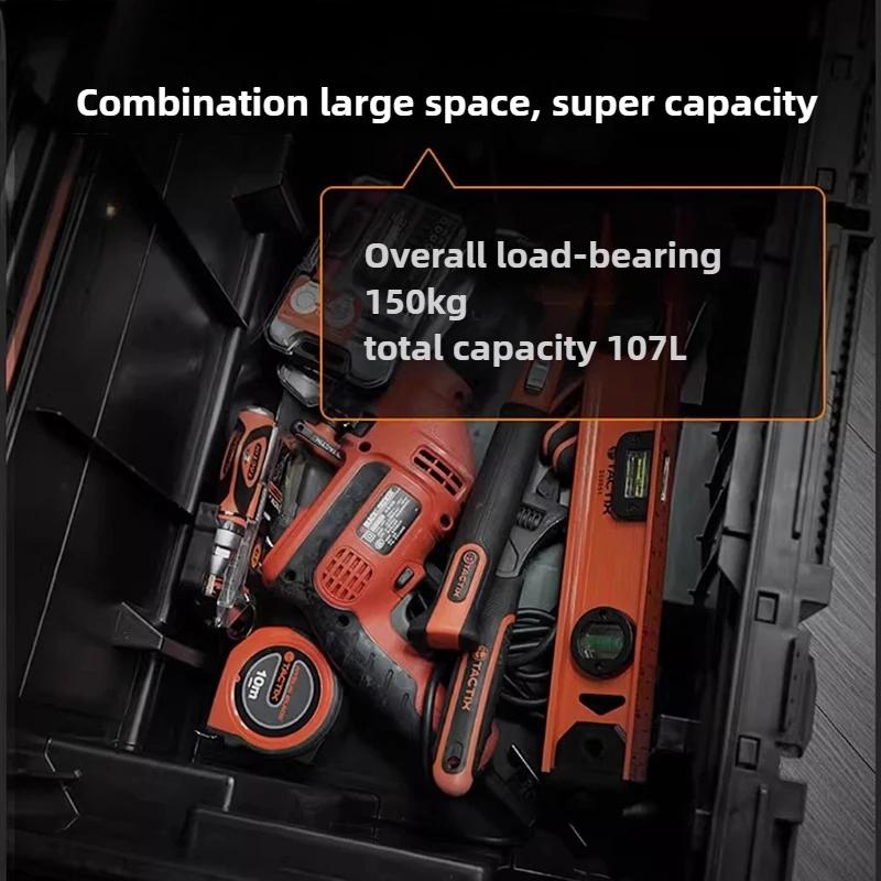 Stacking Tie Rod Toolbox Waterproof Hardware Tool Storage Case Multi-function Large Capacity Tools Organizer Toolkit with Wheels