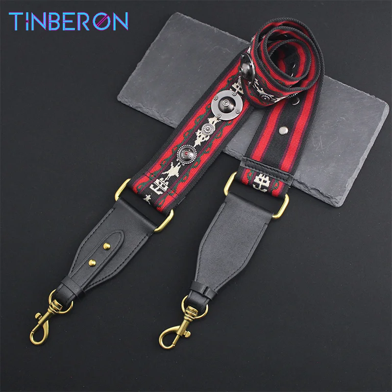 TINBERON Saddle Bag Replacement Canvas Shoulder Bag Strap Vintage Rivet Crossbody Shoulder Straps Leather Bags Part Accessories